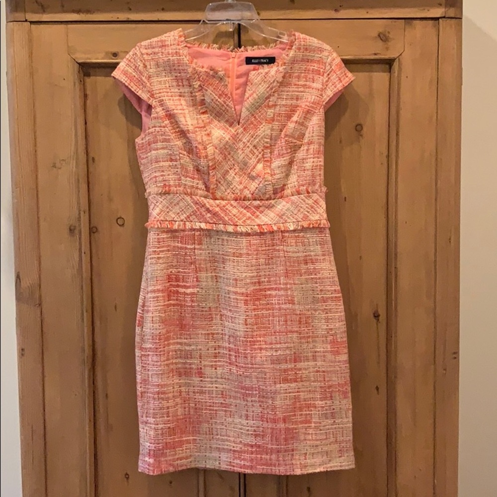 Ellen Tracy Woven Pink Dress
